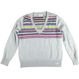 LizGolf (Liz Claiborne) VTG 100% Cotton Argyle Lavender Sweater - Size Medium